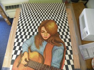 Vintage Poster “girl With Guitar” 808 Cr 1970 Personality Posters 30x43