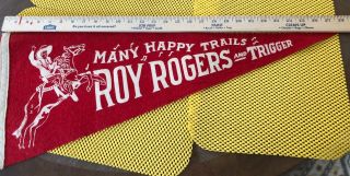 Roy Rogers & Trigger Happy Trails 1940’s Rare Flag Banner,  Photo Roy & Bullet. 3