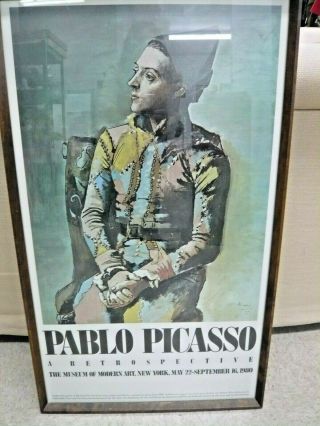 Pablo Picasso Moma 1980 Retrospective Framed Poster Of Seated Harlequin