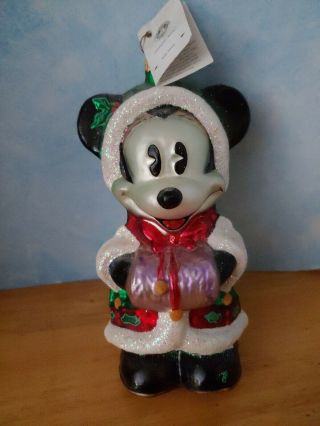 Christopher Radko Walt Disney Holiday Minnie Glass Christmas Ornament With Tags