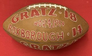 Vintage 1954 Philadelphia Hs Simon Gratz Game Ball Painted Trophy Football Old