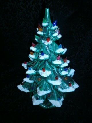 Vintage Atlantic Mold Ceramic Light Up Christmas Tree 16 " Tall W/ Base
