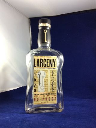 Larceny 92 Proof Small Batch Bourbon Whiskey Empty Bottle John Fitzgerald 750ml