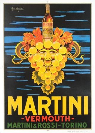Martini By Marco 1960 Printing Lithograph On Linen Vintage Poster Linen