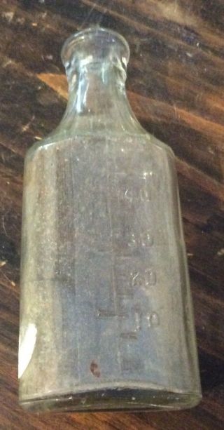 Vintage Small Clear Glass Graduated Medicine Bottle 4 - 1/2 " X1 - 3/4 " X1 " 3 Oz