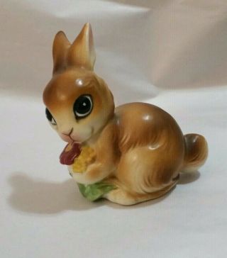 Vintage Lefton Brown Bunny Rabbit Ceramic Figurine