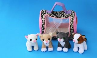 Etn Plush Meowing Toy Kittens With Carrier - Set Of 4