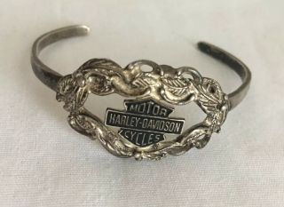 Vintage Official Authentic Harley Davidson 925 Sterling Silver Cuff Bracelet