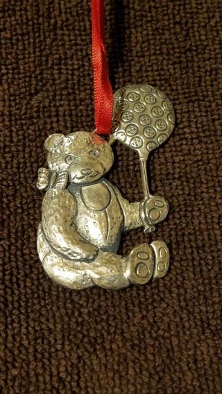 Hand & Hammer Sterling Silver Teddy Bear With Balloon Ornament