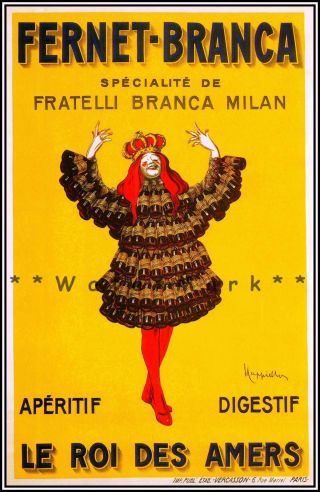 Fernet Branca 1909 Italian Aperitif Vintage Poster Print Wall Decor Art