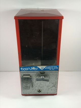 Vintage Toy N Joy Gumball Candy Vending Machine 1 Bubble Gum W/ Key