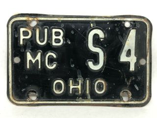 Vintage Ohio State Highway Patrol Motorcycle License Plate Pub Mc Black Plate