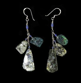 Ancient Roman Glass Earrings Beads Afghanistan Was $44.  00