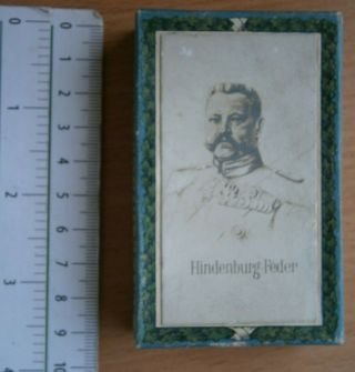 Wwi Hindenburg Feder Pen Fountain Part Paper Box Josef Schuler Federhalter Medal