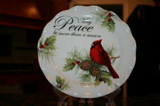 Set Of 4 Cracker Barrel 8 1/2 " Christmas Plates May Peace Be More Than A Season