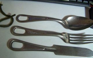 Wwii Us Military Army Mess Tin Kit Fork 1944 Knife Spoon Utensils Silverware