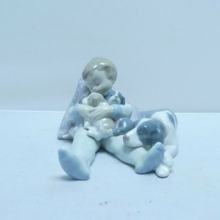 Lladro Hand Made In Spain Daisa 1987 1535 Sweet Dreams Boy And Dogs Figurine 7 "