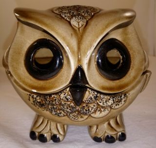 Vintage Ceramic Two Piece Owl Tea Light Candle Holder Figurine
