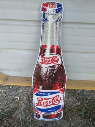 Vintage Pepsi Cola Metal Sign 11.  5x41.  5