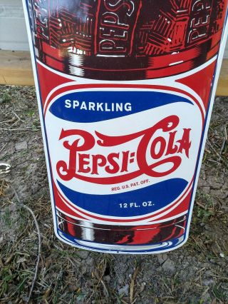 Vintage Pepsi Cola Metal Sign 11.  5x41.  5 2