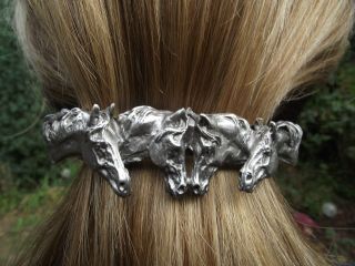 Horse Jewelry Scarf Clip Barrette Pewter Four Horses Direct From Artist