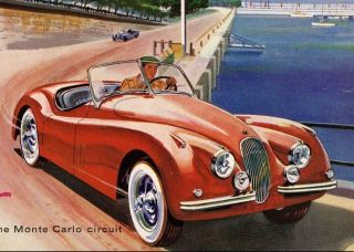 Jaguar XK 140 Monte Carlo Sports Racing Vintage Poster Print Italian Car Races 2