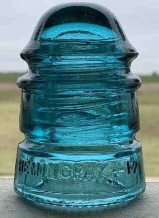 Vintage Glass Insulator Hemingray No 12 Aqua Teal Blue,  No Date