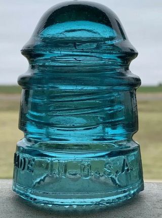 Vintage Glass Insulator Hemingray No 12 Aqua Teal Blue,  No Date 2