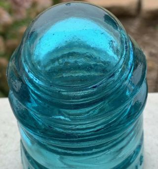 Vintage Glass Insulator Hemingray No 12 Aqua Teal Blue,  No Date 3