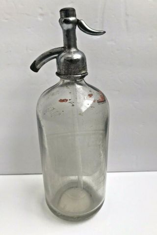 Vintage Seltzer Bottle M.  Fried York K.  Brenner N.  Y.  66