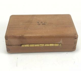 WWII US Army Medical Wooden Syringe Box M.  D.  USA Brass Latch Hinge Dovetail. 3