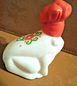Vintage / Avon,  Glass,  White Frog With Red Hat (full/ Lotion) 4 Inch Height X 5