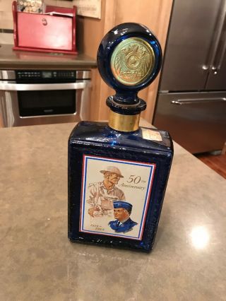 American Legion 50th Anniversary 1919 - 1969 Blue Bottle/decanter By J.  W.  Dant
