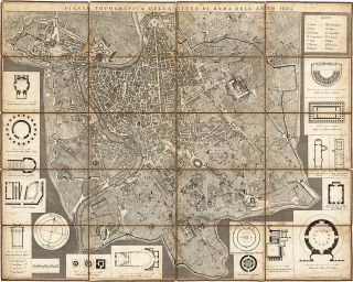 1823 Rome Italy Topographic Map - Mappa Di Roma - Historical Vintage Wall Poster