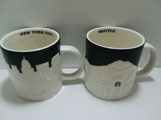 Starbucks Mug Cup 2012 16 Oz Collector Series Seattle Skyline York 3d Set