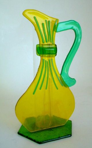 Vintage Mid Century Stained Glass Pitcher Bud Vase