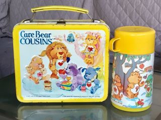 Vintage 1985 Metal Care Bear Cousins Lunch Box With Thermos