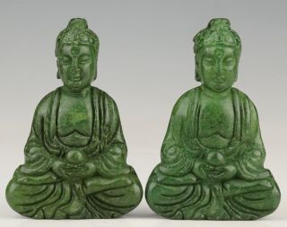 2 Buddhist China Jade Pendant Statue Guanyin Bodhisattva Spiritual Christma Gift