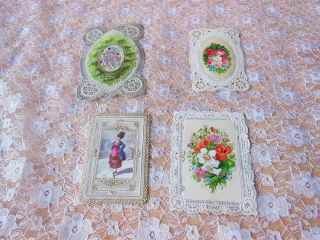 4 Victorian Paper Lace Greeting Cards