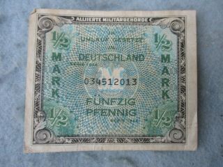 Wwii Us Army 1/2 Mark Germany Invasion Currency Script Paratroopers 1944 Ww2