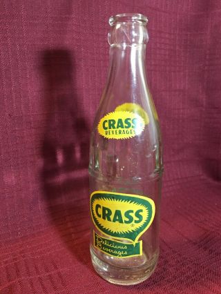 Crass Beverages.  Vintage Soda Bottle.  Bottled In Frederick,  Md