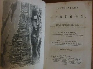 Old ELEMENTARY GEOLOGY Book 1856 ROCK VOLCANO FOSSIL DINOSAUR BONE ANCIENT EARTH 2