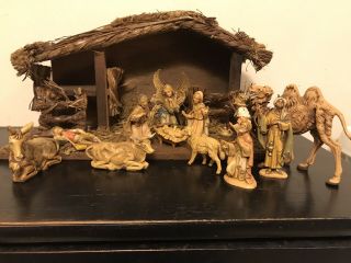 Vintage Fontanini Nativity Set Depose Italy - 14 Piece Creche Set - Spider Mark