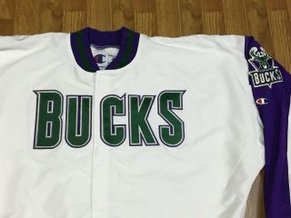 MENS 48 - Vtg 1994 NBA Milwaukee Bucks Champion Sewn Game Worn Jacket Made USA 3