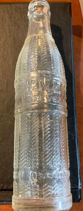 Vintage Nehi Beverage Soda Bottle Clear Glass (7 Oz.  Embossed Swirl) Osgood,  In