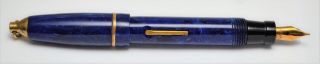 Vintage Blue Marbled Vest Pocket Or Purse Fountain Pen,  C1930.  Fills & Writes.