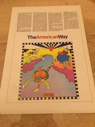 Flawed Vtg Peter Max Poster 1970 11x16” The American Way Saturn Planet Stars 3