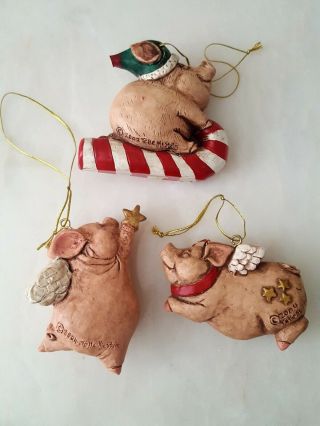 Stone Bunny Telle M Stein Pig Ornament Lot 3
