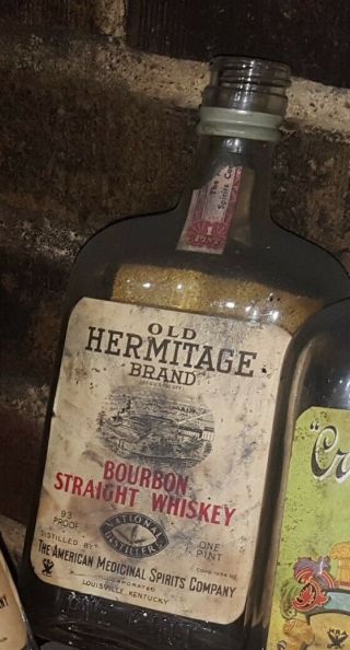 Old Hermitage Bourbon Straight Whiskey - Empty Prohibition Era Bottle