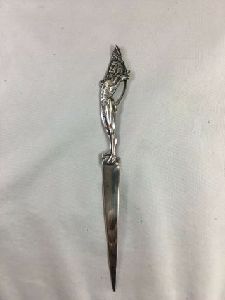 Vintage Silver Plate Native American Indian Shooting Arrow Letter Opener
